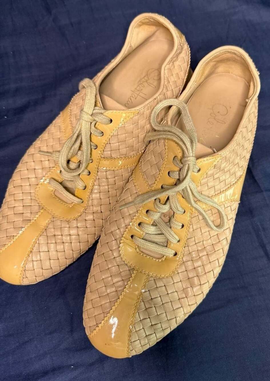 Cole Haan Air Bria Woven Leather Beige Sneakers Size 10 B